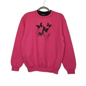 Vtg Butterfly Grandma Crewneck Sweatshirt Pink
